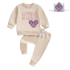 Sesame Street Sweater Pants Second Birthday Abby Cadabby Outfit Clothes Leggings
